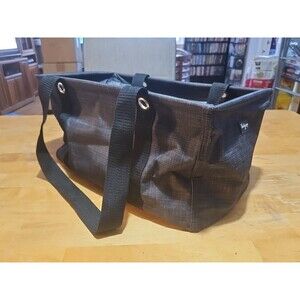 Thirty-One Medium Utility Tote Charcoal Crosshatch Dark Gray Personalized